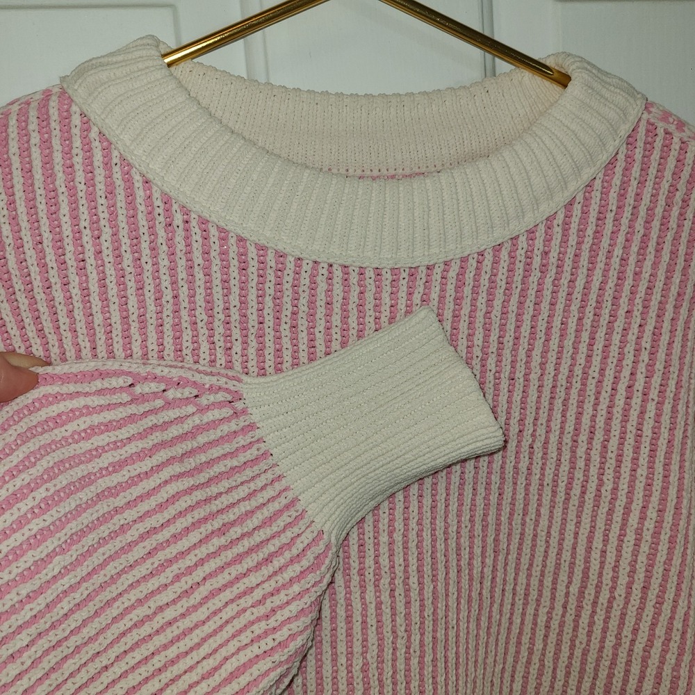 Pink and Cream Loose Sweater Aerie Sz Med Love this Moment Lounge Chill Out